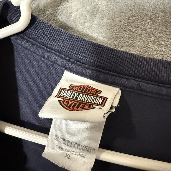 Vintage Harley Davidson T-Shirt XL Saudi Arabia Long Sleeve 2001 Navy Blue USA - Picture 5 of 8